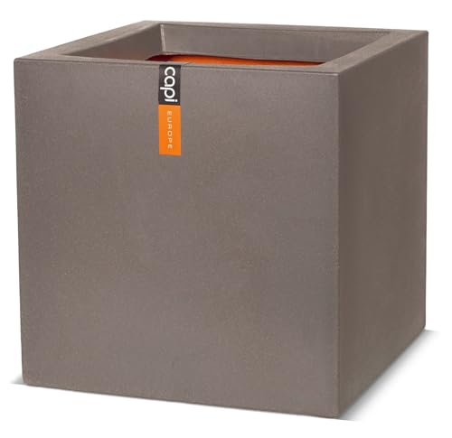 Capi Europe - Blumentopf quadratisch Smooth NL - 40x40 - Warm Taupe - Öffnung Ø32 - Blumentopf für den Innen- und Außeneinsatz - Bruchsicher - 100% recycelbar - KWT903 von Capi Europe