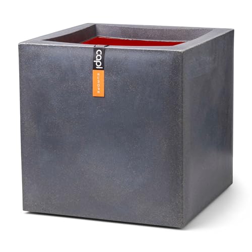Capi Europe - Blumentopf quadratisch Smooth NL - 50x50 - Dunkelgrau - Öffnung Ø42 - Blumentopf für den Innen- und Außeneinsatz - Bruchsicher - 100% recycelbar - KDG904 von Capi Europe