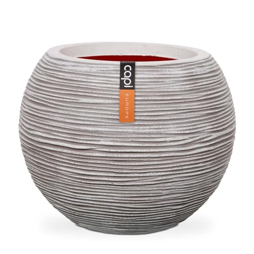 Capi Europe - Gefäß Kugel Rib NL - 40x32 - Elfenbein - Öffnung Ø24 - Blumentopf für den Innen- und Außeneinsatz - Bruchsicher - 100% recycelbar - KOFI270 von Capi Europe