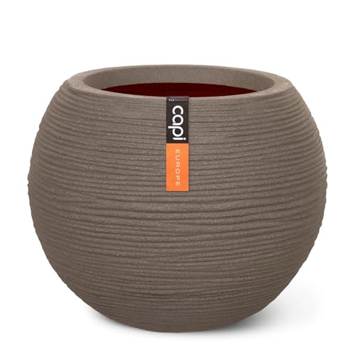 Capi Europe - Gefäß Kugel Rib NL - 40x32 - Warm Taupe - Öffnung Ø24 - Blumentopf für den Innen- und Außeneinsatz - Bruchsicher - 100% recycelbar - KWTR270 von Capi Europe