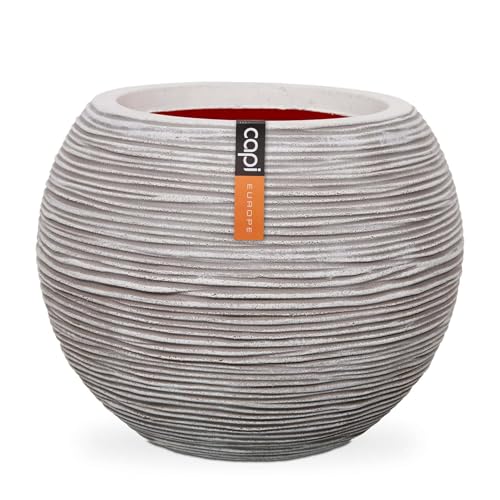Capi Europe - Gefäß Kugel Rib NL - 62x48 - Elfenbein - Öffnung Ø40 - Blumentopf für den Innen- und Außeneinsatz - Bruchsicher - 100% recycelbar - KOFI271 von Capi Europe