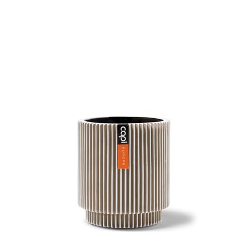 Capi Europe - Gefäß Zylinder Groove Anthracite & Ivory - 8x9 - Elfenbein - Öffnung Ø7 - Blumentopf für drinnen - BGVI311 von Capi Europe
