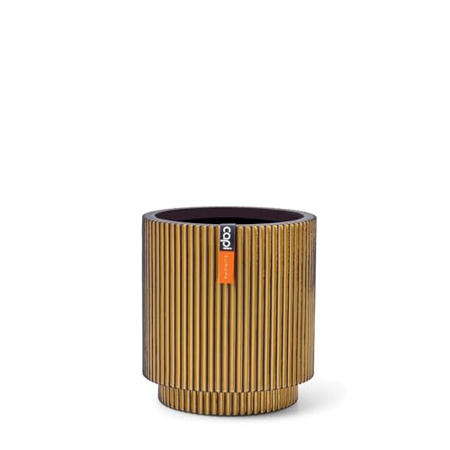 Capi Europe - Gefäß Zylinder Groove Black & Gold - 8x9 - Gold - Öffnung Ø7 - Blumentopf für drinnen - BGVGB311 von Capi Europe