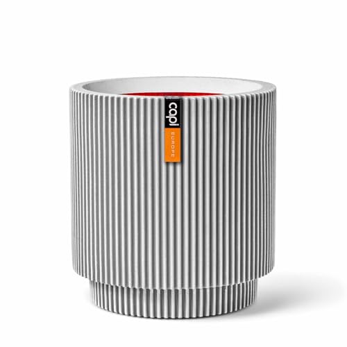 Capi Europe - Gefäß Zylinder Groove NL - 35x38 - Elfenbein - Öffnung Ø29 - Blumentopf für den Innen- und Außeneinsatz - Bruchsicher - 100% recycelbar - KGVI882 von Capi Europe