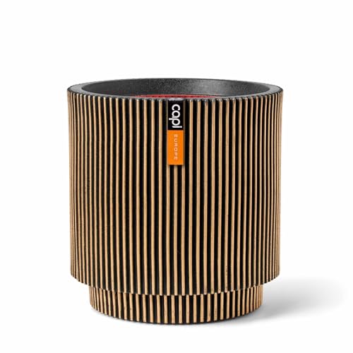 Capi Europe - Gefäß Zylinder Groove NL - 35x38 - Gold - Öffnung Ø29 - Blumentopf für den Innen- und Außeneinsatz Bruchsicher - 100% recycelbar - KGVGB882 von Capi Europe