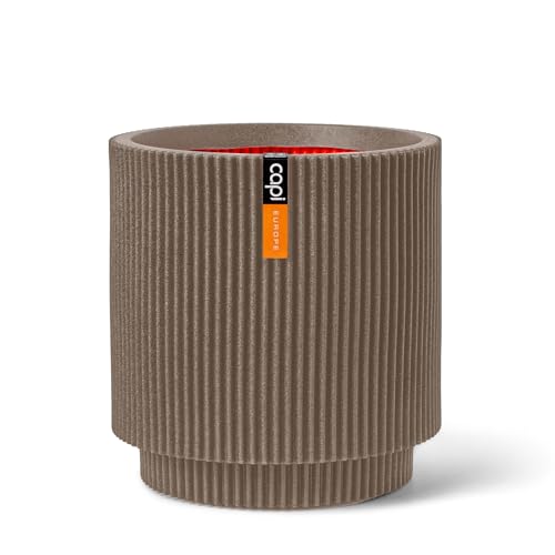 Capi Europe - Gefäß Zylinder Groove NL - 41x43 - Warm Taupe - Öffnung Ø36 - Blumentopf für den Innen- und Außeneinsatz - Bruchsicher - 100% recycelbar - KGVWT883 von Capi Europe