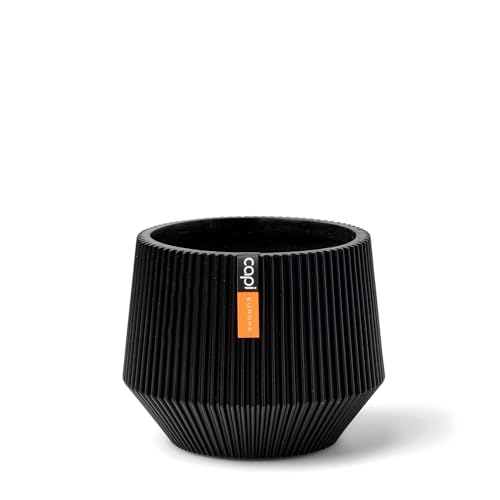 Capi Europe - Gefäß Zylinder geo Groove Black & Gold - 9x8 - Schwarz - Öffnung Ø7 - Blumentopf für drinnen - BGVBL331 von Capi Europe