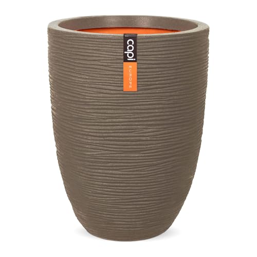 Capi Europe - Gefäß elegant niedrig Rib NL - 34x46 - Warm Taupe - Öffnung Ø27 - Blumentopf für den Innen- und Außeneinsatz - Bruchsicher - 100% recycelbar - KWTR782 von Capi Europe