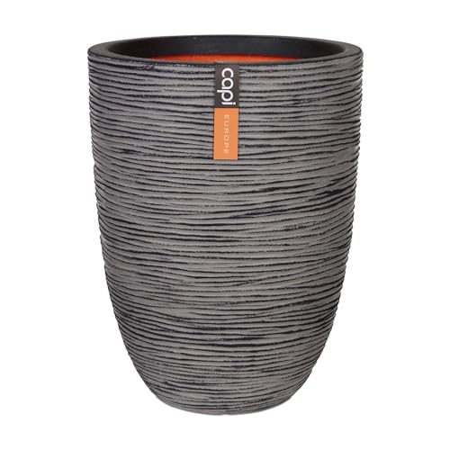 Capi Europe - Gefäß elegant niedrig Rib NL - 46x58 - Anthrazit - Öffnung Ø38 - Blumentopf für den Innen- und Außeneinsatz - Bruchsicher - 100% recycelbar - KOFZ783 von Capi Europe
