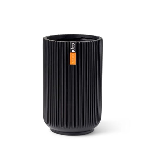 Capi Europe - Gefäß hoch Groove Black & Gold - 11x17 - Schwarz - Öffnung Ø9 - Blumentopf für drinnen - BGVBL432 von Capi Europe
