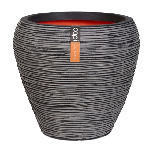 Capi Europe - Gefäß konisch rund Rib NL - 42x38 - Anthrazit - Öffnung Ø31 - Blumentopf für den Innen- und Außeneinsatz - Bruchsicher - 100% recycelbar - KOFZ362 von Capi Europe