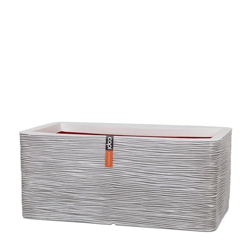 Capi Europe - Gefäß rechteckig Rib NL - 73x39x32 - Elfenbein - Öffnung Ø31 - Blumentopf für den Innen- und Außeneinsatz - Bruchsicher - 100% recycelbar - KOFI963 von Capi Europe
