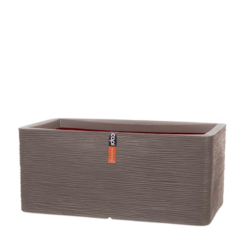 Capi Europe - Gefäß rechteckig Rib NL - 73x39x32 - Warm Taupe - Öffnung Ø31 - Blumentopf für den Innen- und Außeneinsatz - Bruchsicher - 100% recycelbar - KWTR963 von Capi Europe