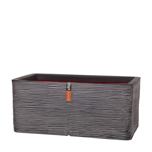 Capi Europe - Gefäß rechteckig Rib NL - 73x39x32 - Anthrazit - Öffnung Ø31 - Blumentopf für den Innen- und Außeneinsatz - Bruchsicher - 100% recycelbar - KOFZ963 von Capi Europe