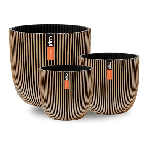 Capi Europe - Geschenkset Blumentopf Kugel Groove 'Made with' Gold - Set M - Blumentöpfe für drinnen und draußen - Hergestellt aus recycelten Materialien von Capi Europe