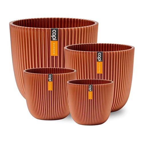 Capi Europe - Geschenkset Blumentopf Kugel Groove 'Made with' Metallic Kupfer - Set L - Blumentöpfe für drinnen und draußen - Hergestellt aus recycelten Materialien von Capi Europe