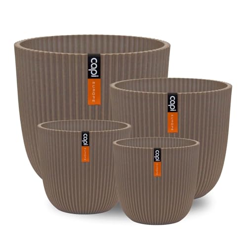 Capi Europe - Geschenkset Blumentopf Kugel Groove 'Made with' Warm Taupe - Set L - Blumentöpfe für drinnen und draußen - Hergestellt aus recycelten Materialien von Capi Europe