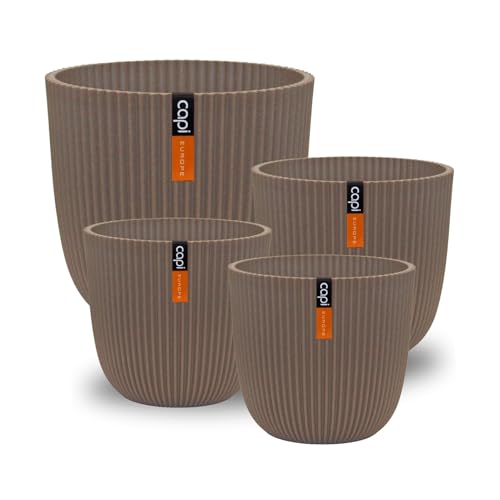Capi Europe - Geschenkset Blumentopf Kugel Groove 'Made with' Warm Taupe - Set M - Blumentöpfe für drinnen und draußen - Hergestellt aus recycelten Materialien von Capi Europe