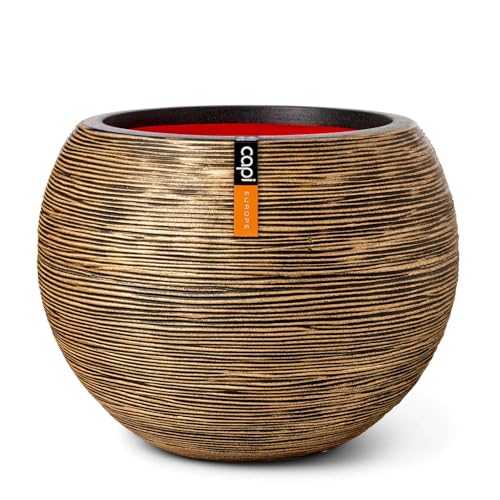 Capi Europe - Gefäß Kugel Rib NL - 62x48 - Gold - Öffnung Ø40 - Blumentopf für den Innen- und Außeneinsatz - Bruchsicher - 100% recycelbar - KBGR271 von Capi Europe