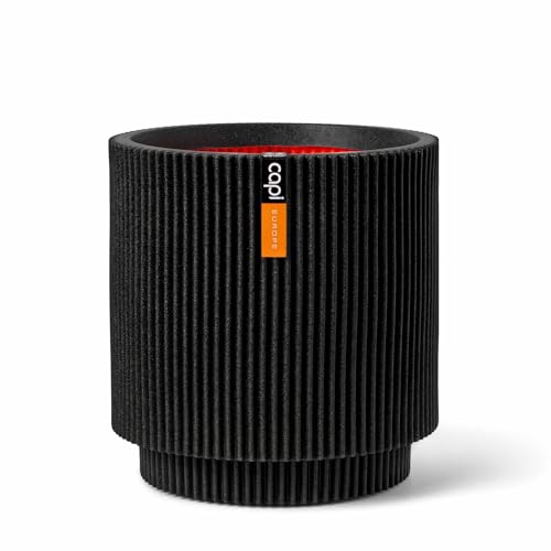 Capi Europe - Gefäß Zylinder Groove NL - 41x43 - Schwarz - Öffnung Ø36 - Blumentopf für den Innen- und Außeneinsatz - Bruchsicher - 100% recycelbar - KGVBL883 von Capi Europe