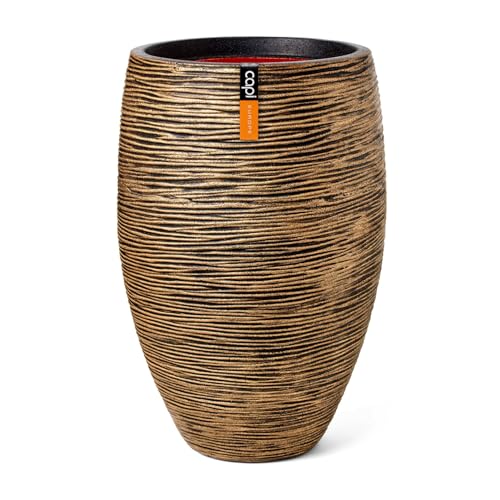 Capi Europe - Gefäß elegant Deluxe Rib NL - 51x72 - Gold - Öffnung Ø31 - Blumentopf für den Innen- und Außeneinsatz - Bruchsicher - 100% recycelbar - KBGR1138 von Capi Europe