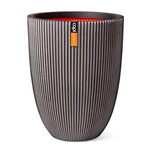 Capi Europe - Gefäß elegant niedrig Groove NL - 46x58 - Anthrazit - Öffnung Ø38 - Blumentopf für den Innen- und Außeneinsatz - Bruchsicher - 100% recycelbar - KGVZ783 von Capi Europe
