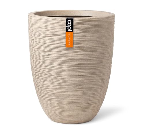 Capi Europe - Gefäß elegant niedrig Waste Rib NL - 34x46 - Terrazzo beige - Öffnung Ø27 - Blumentopf für den Innen- und Außeneinsatz - KTBR782 von Capi Europe