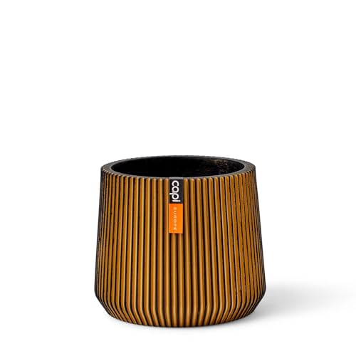 Capi Europe - Sandbag Groove Black & Gold - 10x9 - Gold - Öffnung Ø7 - Blumentopf für drinnen - BGVGB392 von Capi Europe