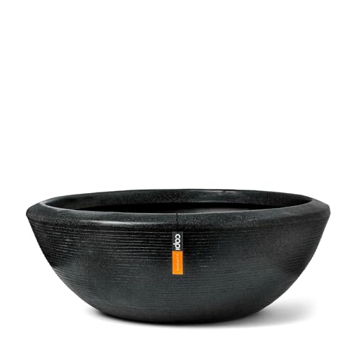 Capi Europe - Schale niedrig Arc Granite - 61x25 - Schwarz - Blumentopf für den Innen- und Außenbereich - Bruchfest - 100% recycelbar NBLS8081 von Capi Europe
