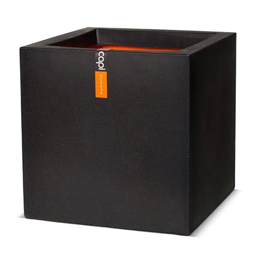 Capi Europe - Blumentopf quadratisch Smooth NL - 40x40 - Schwarz - Öffnung Ø32 - Blumentopf für den Innen- und Außeneinsatz - Bruchsicher - 100% recycelbar - KBL903 von Capi Europe