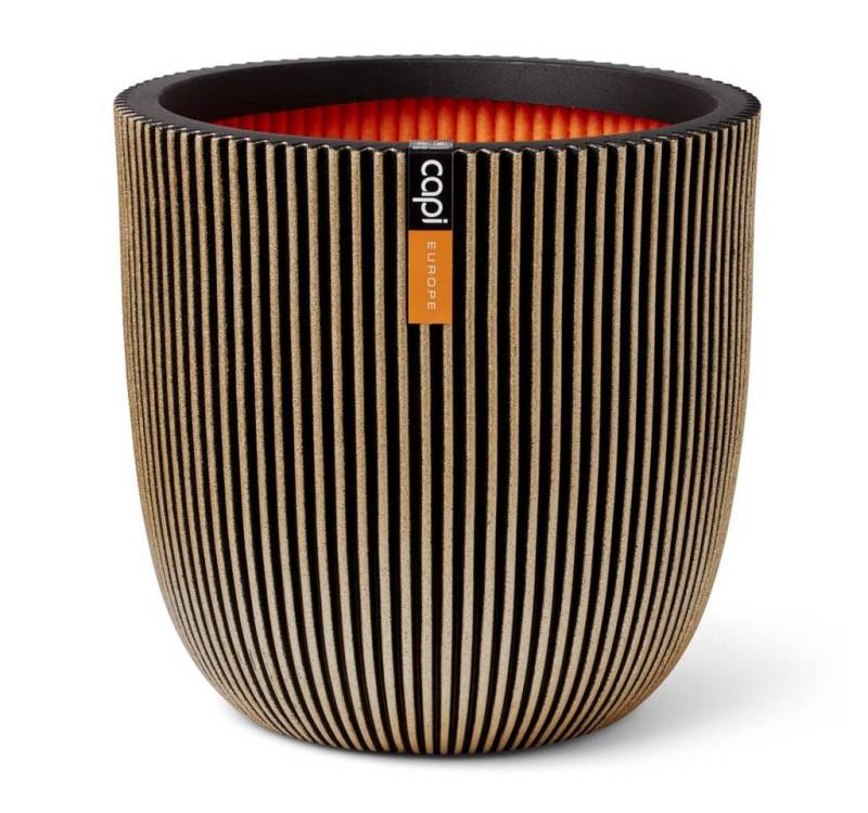 Capi Blumentopf Pflanzgefäß Groove 35x34 cm Schwarz und Golden (1 St) von Capi