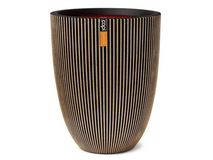 Capi Blumentopf Vase Groove Elegant 34x46 cm Schwarz und Golden (1 St), Mehrfarbig von Capi