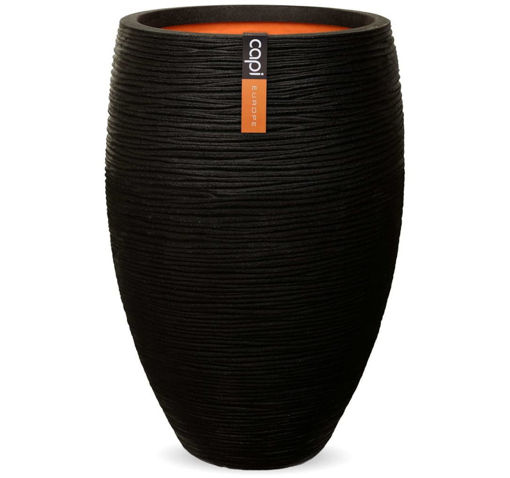 Capi Blumentopf Vase "Nature Rib" Elegant Deluxe 40 x 60 cm Schwarz (1 St) von Capi
