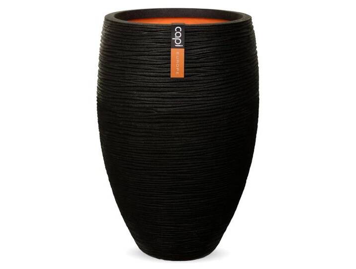 Capi Blumentopf Vase Nature Rib Elegant Deluxe 45x72 cm Schwarz (1 St), schwarz von Capi