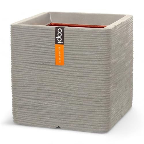 Capi Europe - Blumentopf quadratisch Rib DE - 30 x 30 cm - Hellgrau - Öffnung Ø24 cm von Capi