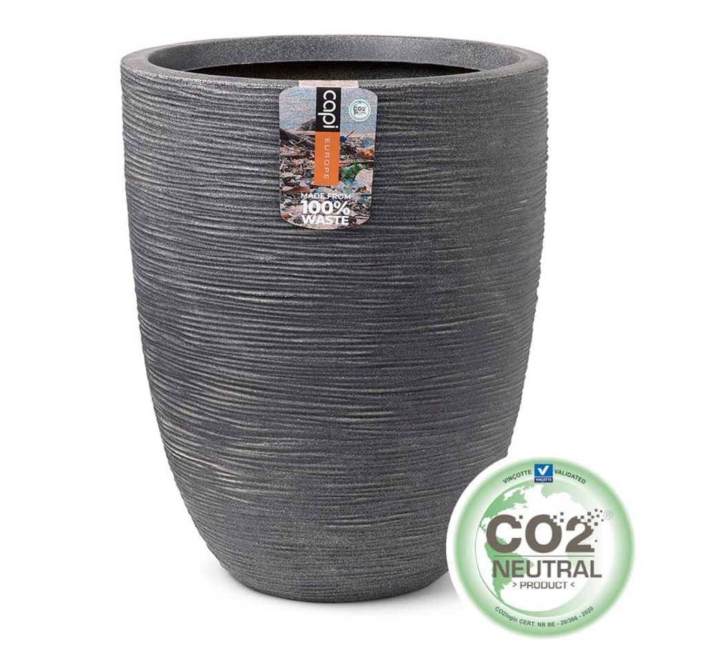 Capi Blumentopf Vase Waste Rib Elegant Niedrig 34x46 cm Grau (1 St) von Capi