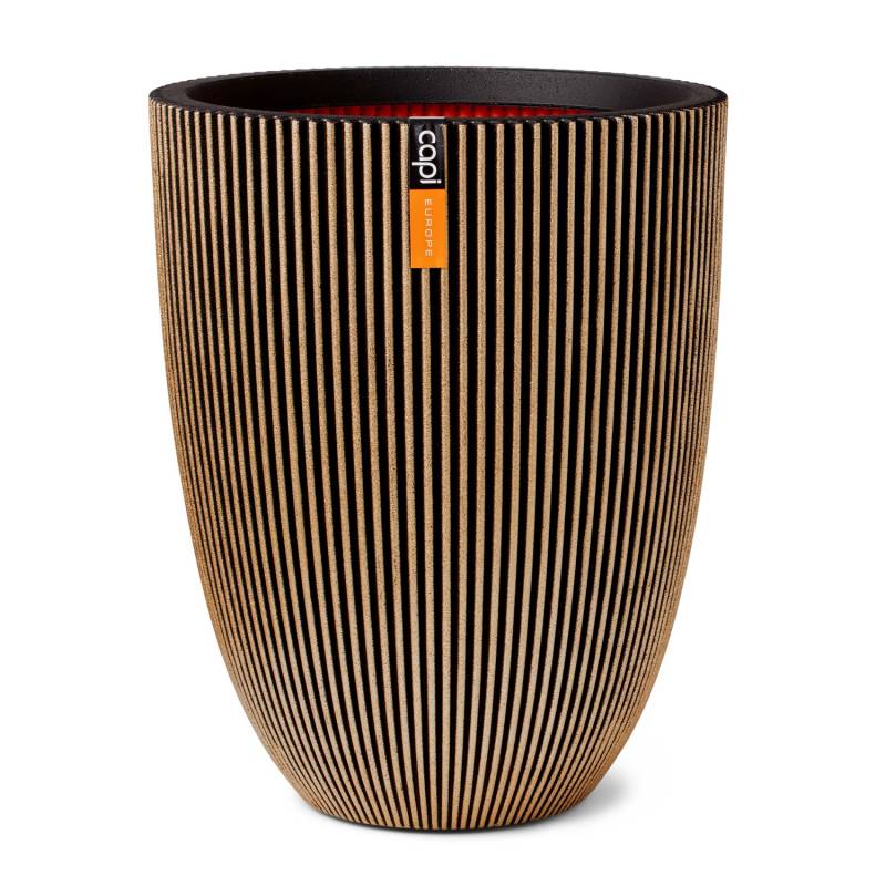Capi Pflanzgefäß Elegant Niedrig Groove Ø 34 cm x 46 cm Schwarz von Capi