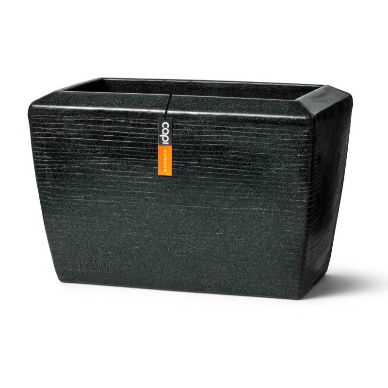 Capi Pflanzgefäß Rechteckig Granite 60 cm x 35 cm x 40 cm Schwarz von Capi