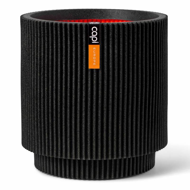 Capi Pflanzgefäß Zylinder Groove Ø 43,5 cm x 46 cm Schwarz von Capi