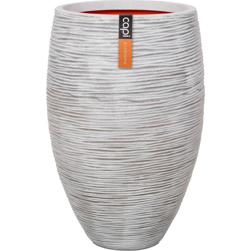 Capi Pflanztopf Nature Rib Elegant Deluxe Riffel Ø 40 cm x 60 cm Elfenbein von Capi