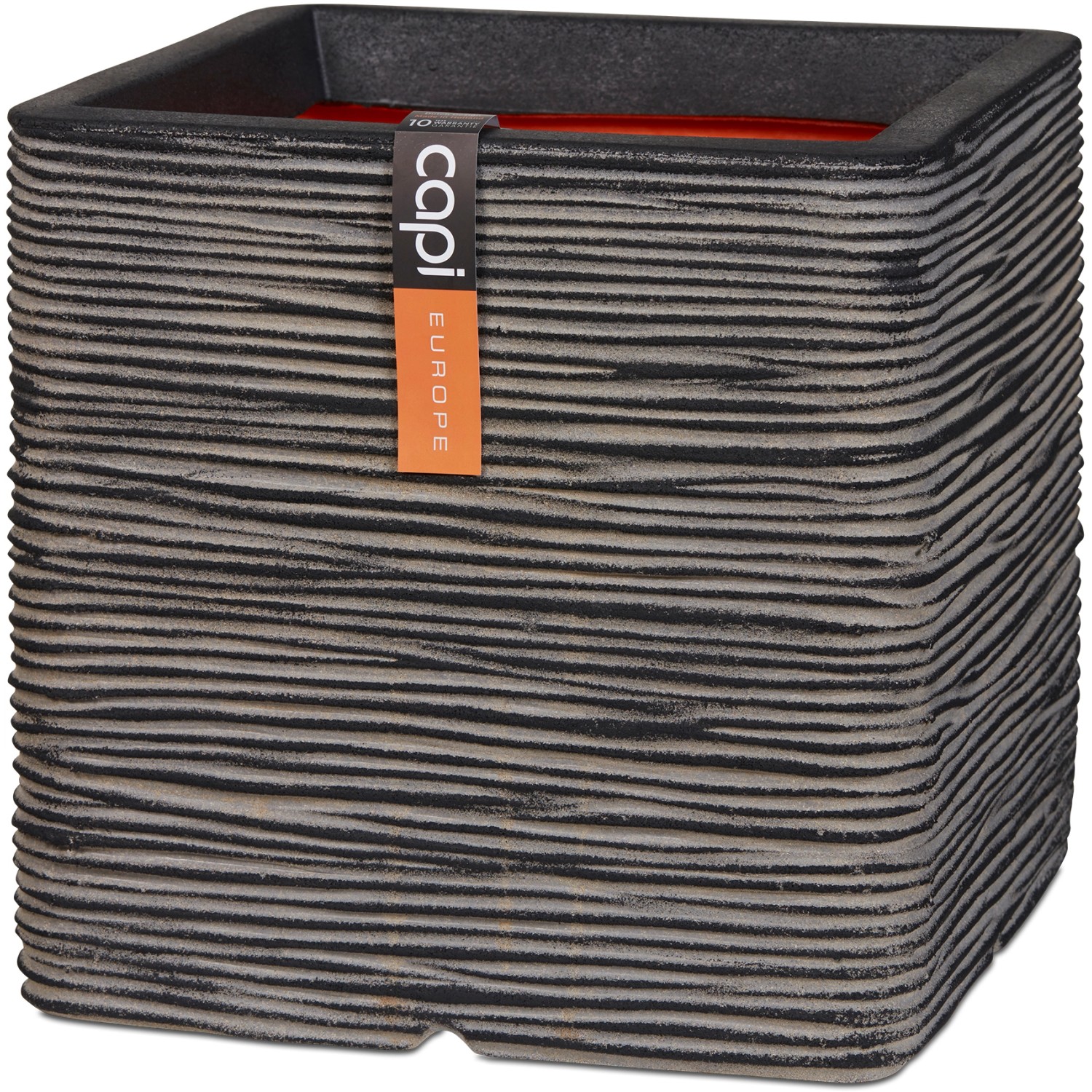 Capi Pflanztopf Nature Rib Quadrat Riffel 30 cm x 30 cm x 30 cm Anthrazit von Capi