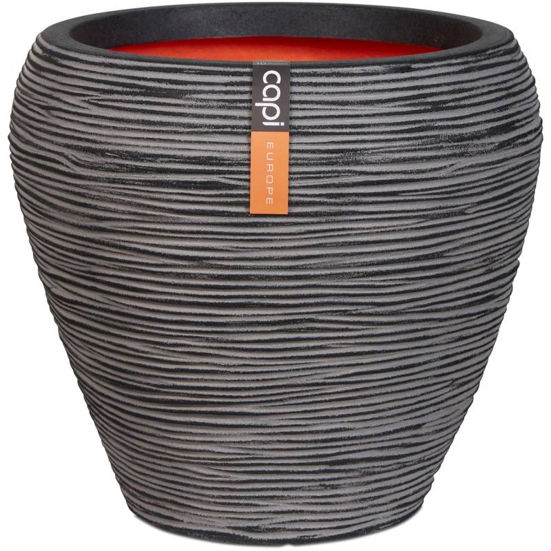 Capi Pflanztopf Nature Rib konisch rund Riffel Ø 42 cm x 38 cm Anthrazit von Capi