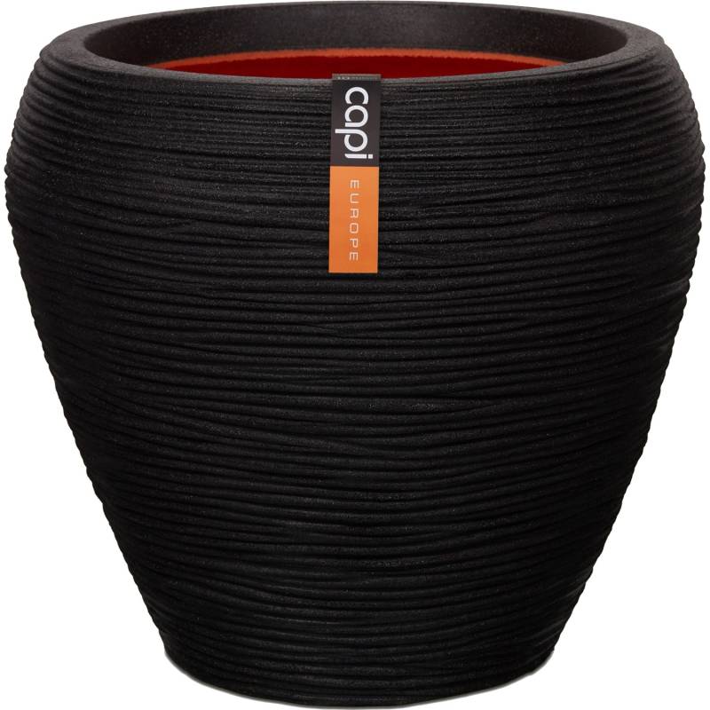 Capi Pflanztopf Nature Rib konisch rund Riffel Ø 42 cm x 38 cm Schwarz von Capi