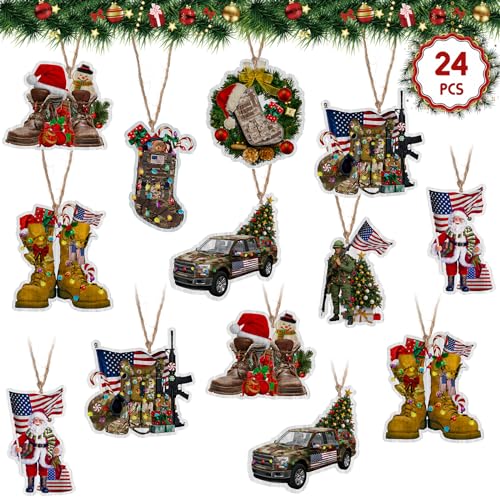 Capoda 24 Stück Veteranen Weihnachten Hängende Ornament Dekorationen Holz Armee Weihnachtsbaum Ornamente Militär Soldat Stiefel Flagge Weihnachten Ornament für Veteran Home Weihnachtsbaum Party Capoda 24 Stück Veteranen Weihnachten Hängende Ornament Dekorationen Holz Armee Weihnachtsbaum Ornamente Militär Soldat Stiefel Flagge Weihnachten Ornament für Veteran Home Weihnachtsbaum Party von Capoda