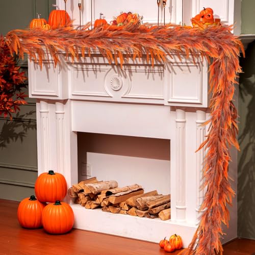 Capoda 30 cm lange Herbst-Kiefergirlande, fühlt sich echt an, Norfolk-Kiefergirlande, künstliches Herbstlaub, hängende Rebe für Herbst, Kaminsims, Tisch, Veranda, Hochzeit, Erntedankfest von Capoda