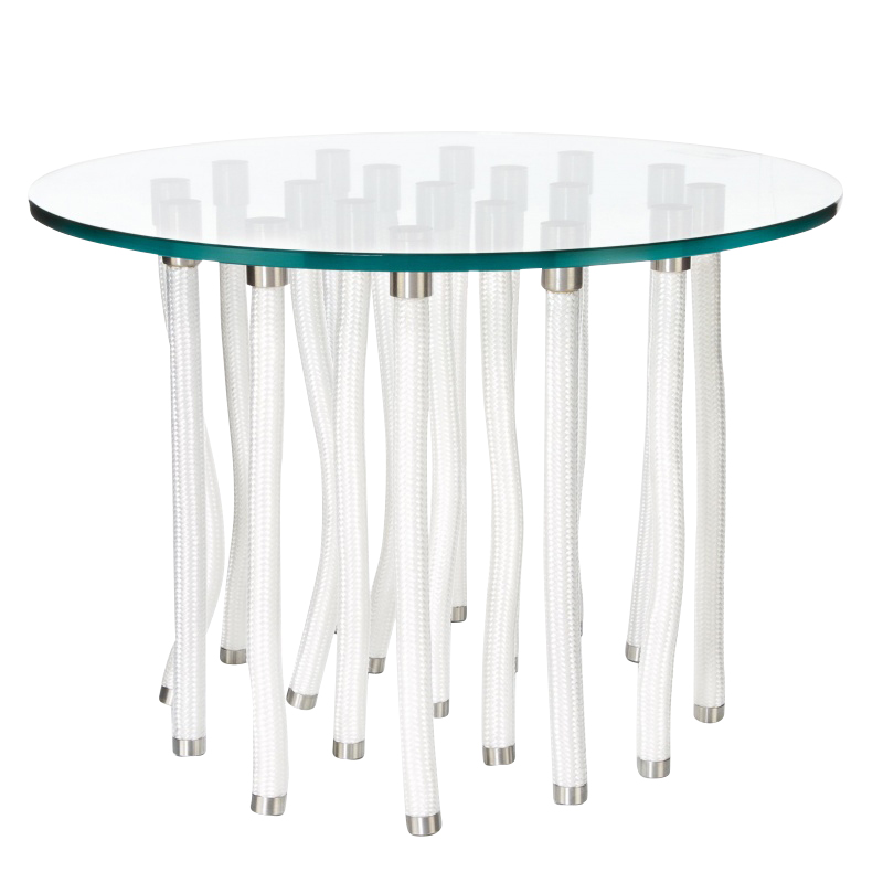 Cappellini - Org Beistelltisch - transparent/weiß/H x Ø 40x60cm/Beine mit Kordelbezug von Cappellini