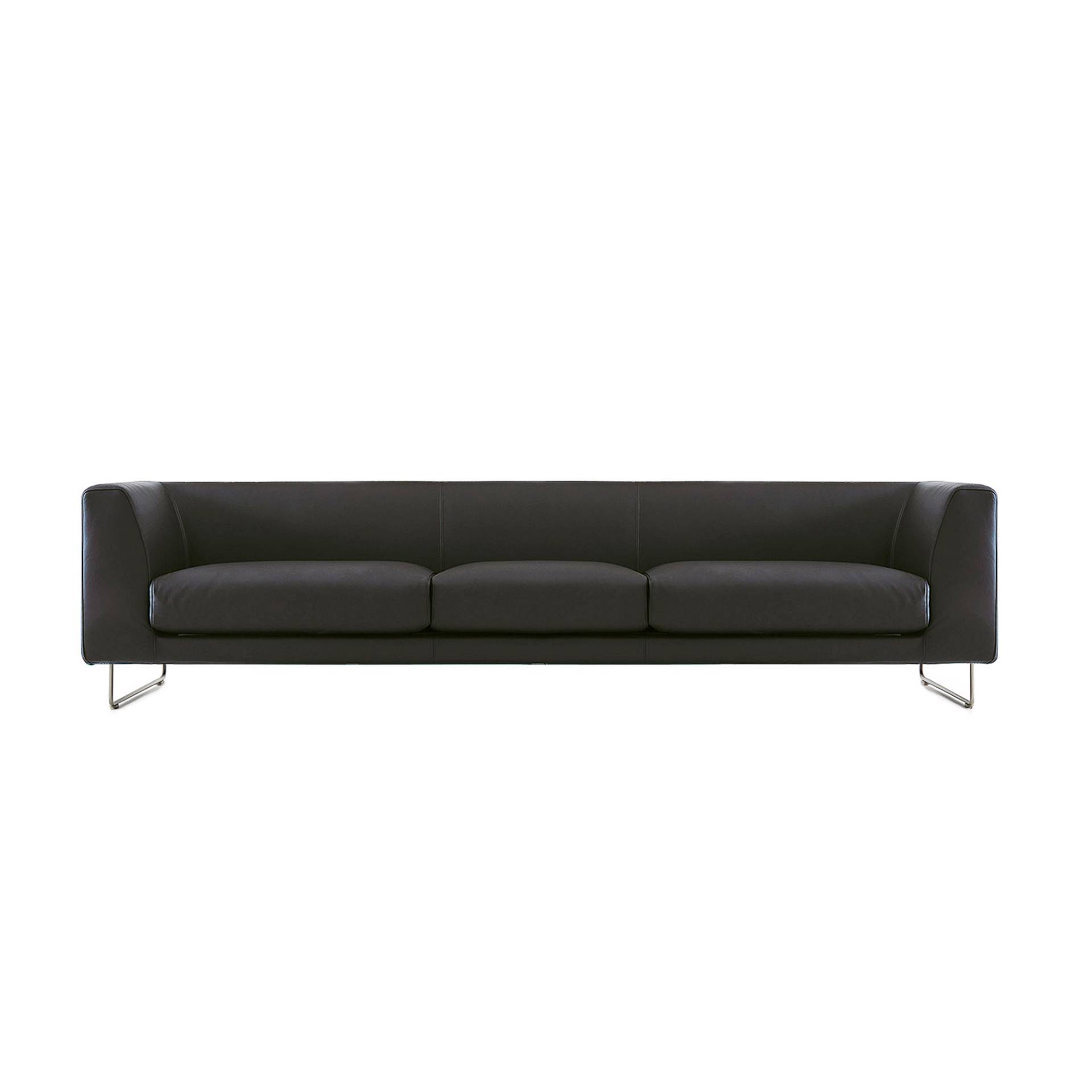 Cappellini - Elan 3-Sitzer Sofa Leder - schwarz/Leder G908/BxHxT 230x69x82cm/Gestell Edelstahl satiniert von Cappellini