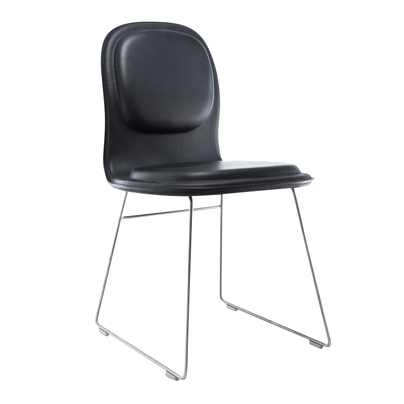 Cappellini - Hi Pad Stuhl - schwarz/Leder/BxHxT 42x81x52,5cm/Gestell satinierter Edelstahl von Cappellini