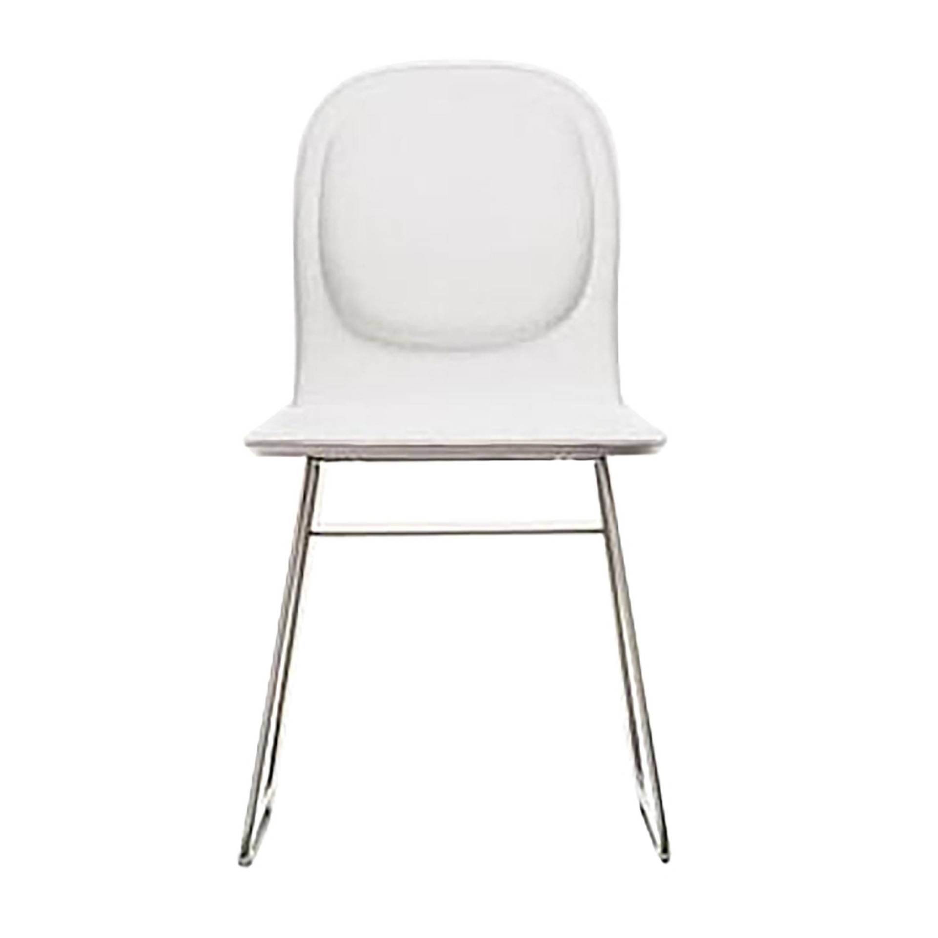 Cappellini - Hi Pad Stuhl - weiß/Leder/BxHxT 42x81x52,5cm/Gestell satinierter Edelstahl von Cappellini