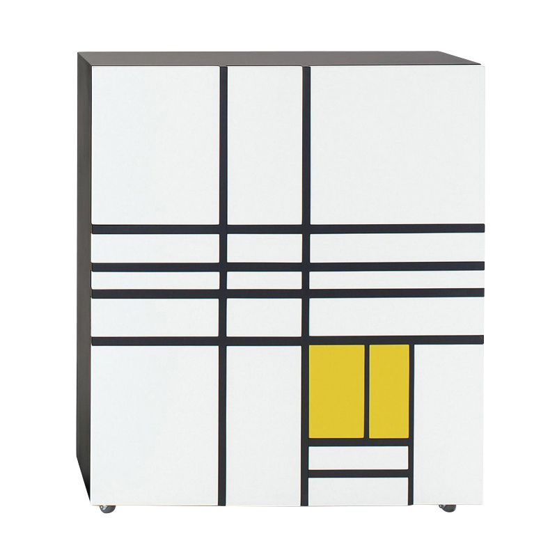 Cappellini - Homage to Mondrian Container 99cm - weiß/gelb/matt/BxHxT 99x116x40cm von Cappellini